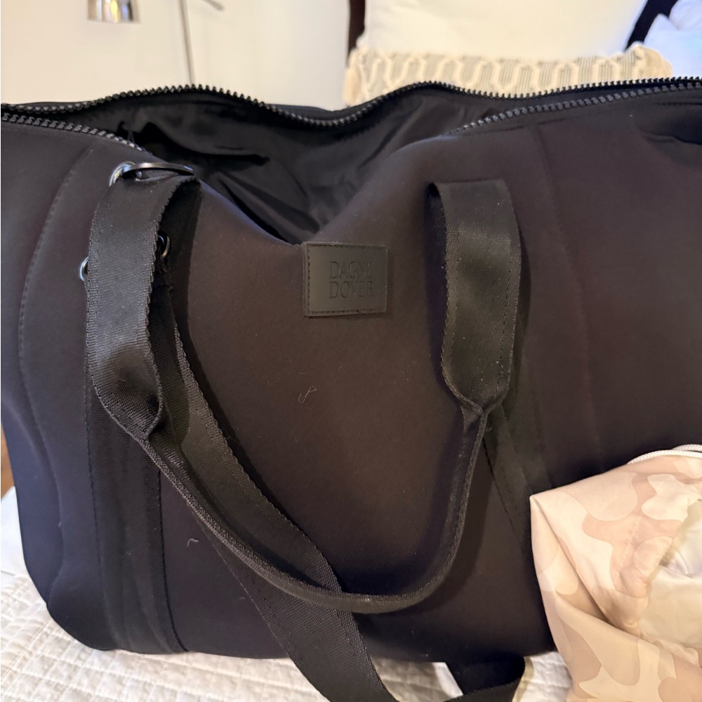 Dagne Dover Black Duffel Bag in Neoprene Large Landon